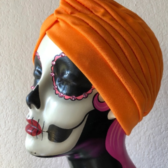 Stunning Orange vintage, retro pinup style turban - Picture 2 of 3